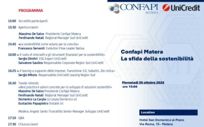 Convegno Confapi Matera – UNICREDIT sulla Sostenibilità – 30 ottobre 2024 ore 15.00